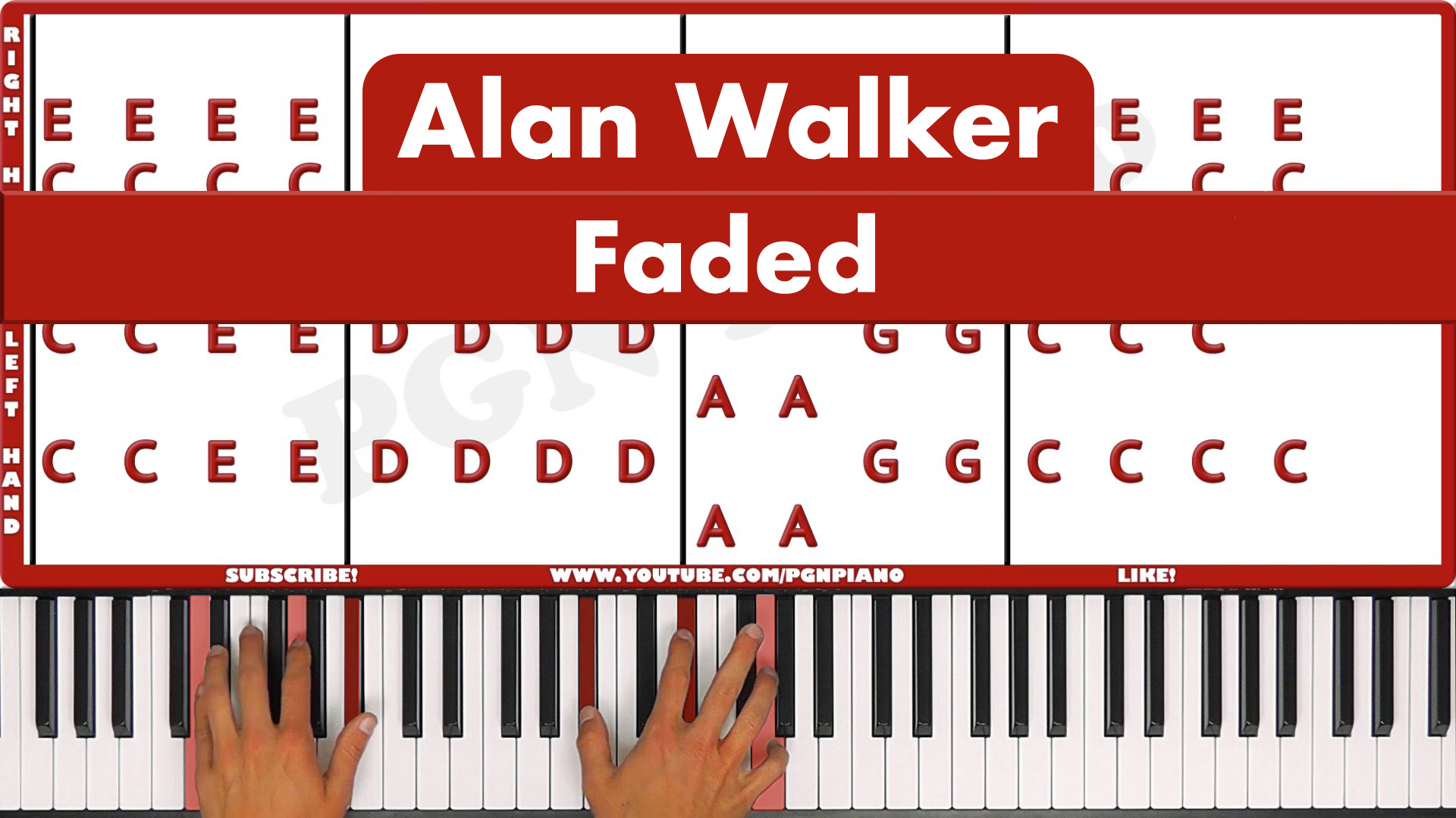 Alan Walker Faded Vocal Marks Piano